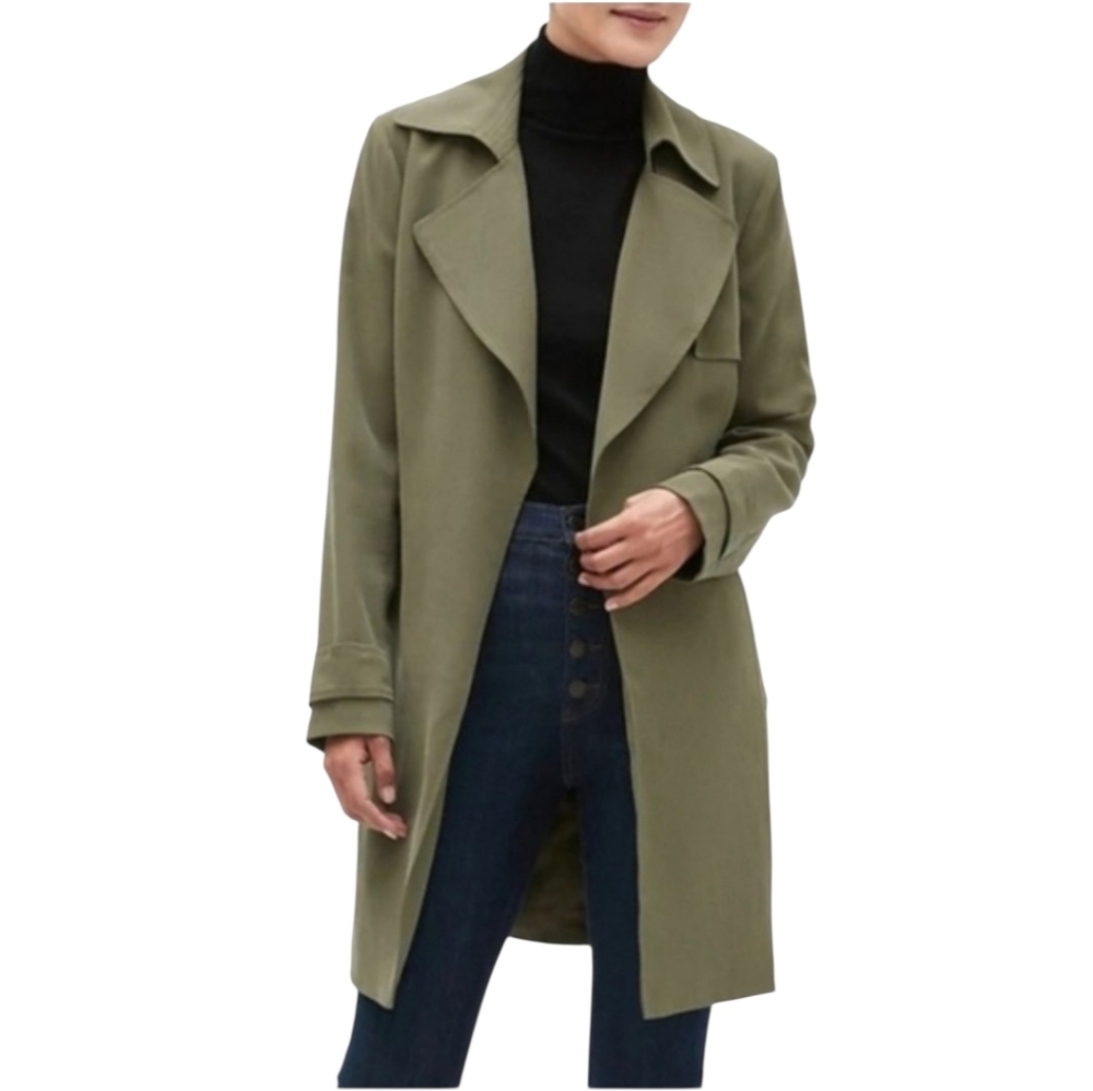 Banana Republic Olive Green Trench Coat Women's Size Small Tie Closure